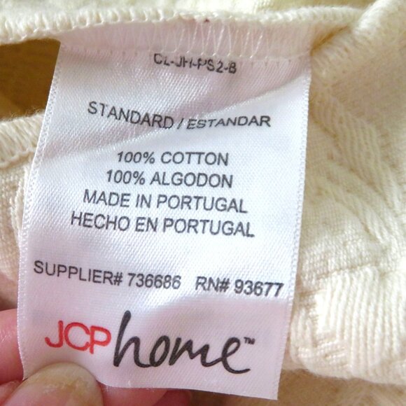 JCP Home Matelassé Quilted Pillow Shams 2 Standard Made in Portugal Pale Yellow - Picture 15 of 15